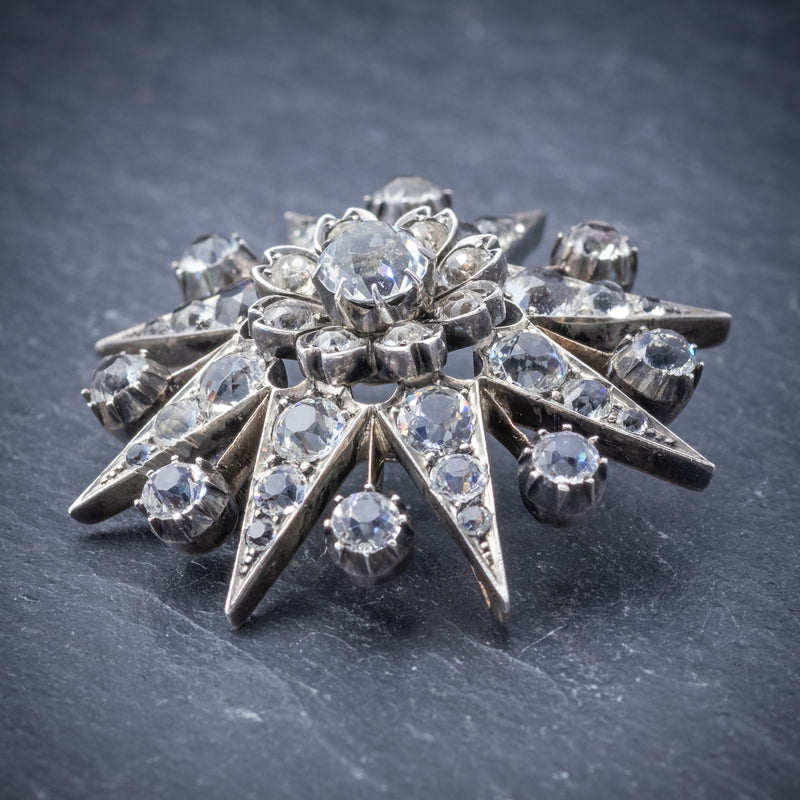 Victorian diamond & pearl star brooch - Rocks and Clocks