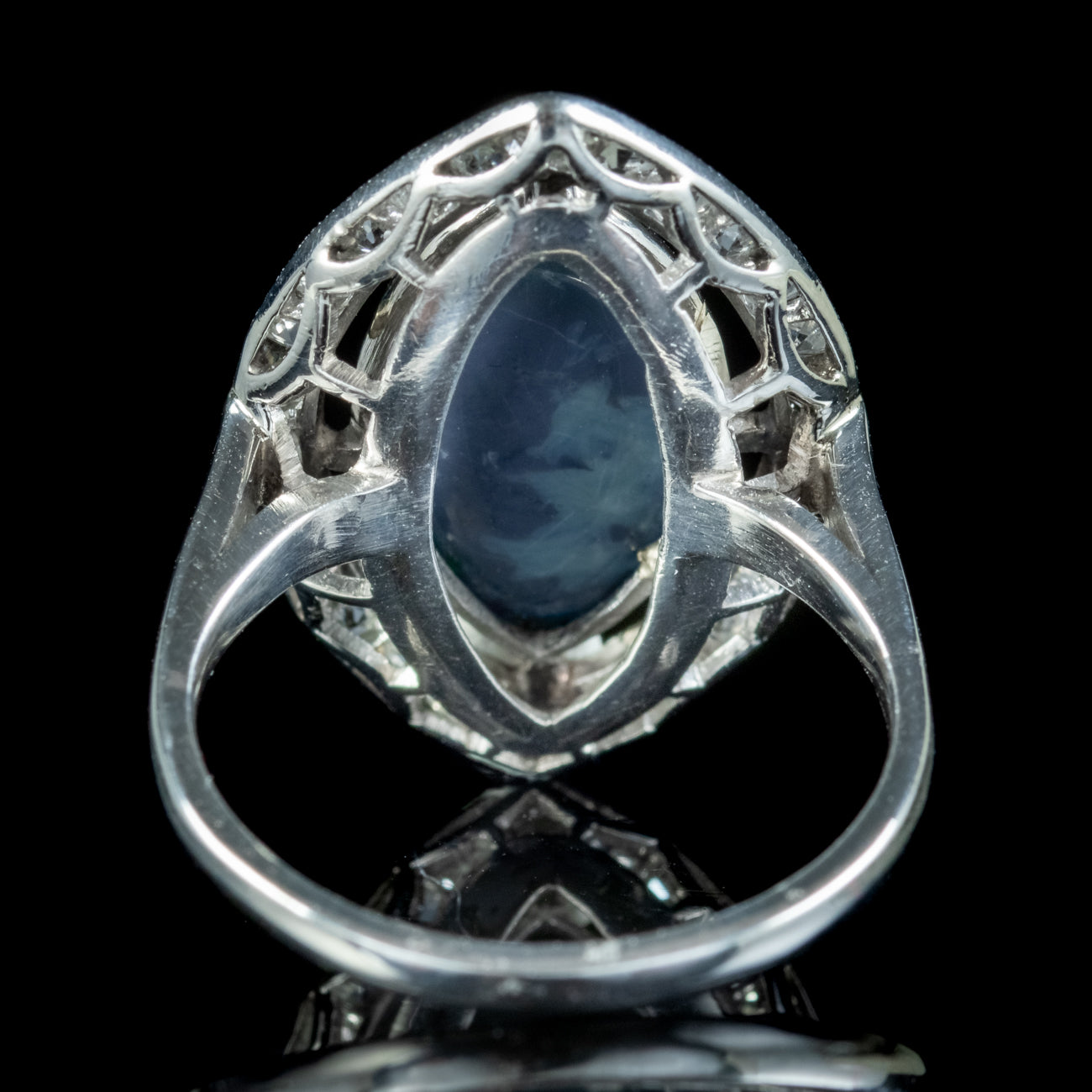 Art Deco Black Opal Diamond Navette Ring 4ct Opal – Antique Jewellery ...