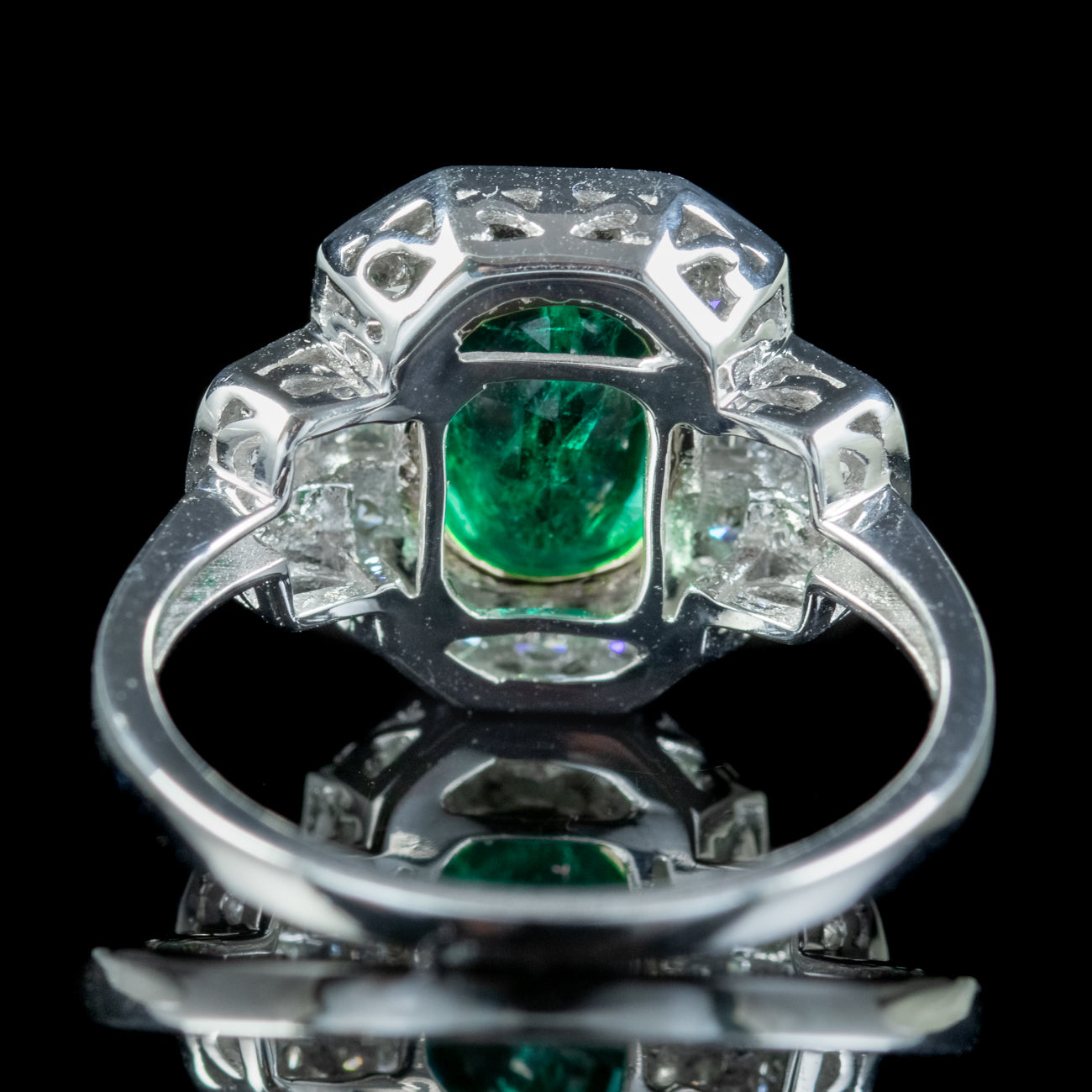 Art Deco Style Emerald Diamond Cluster Ring 1.80Ct Emerald – Antique ...