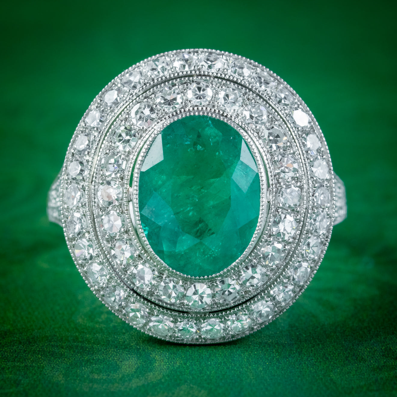 Art Deco Style Emerald Diamond Cocktail Ring 2.39Ct Emerald – Antique ...