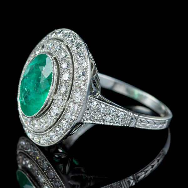 Art Deco Style Emerald Diamond Cocktail Ring 2.39Ct Emerald – Antique ...