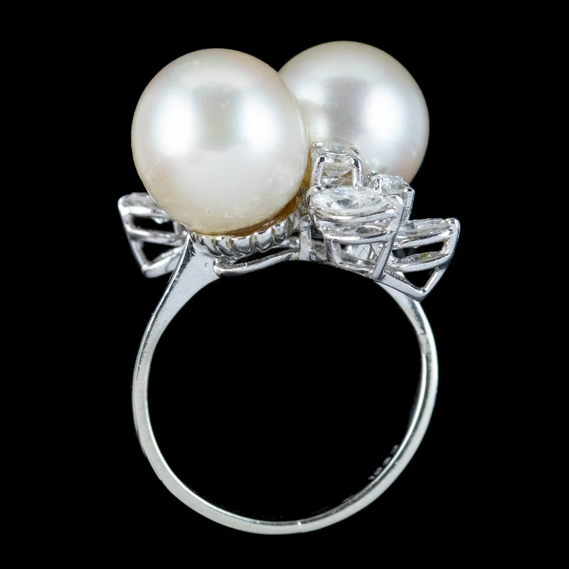 14k yellow gold diamond pearl wedding ring,engagement ring AP155